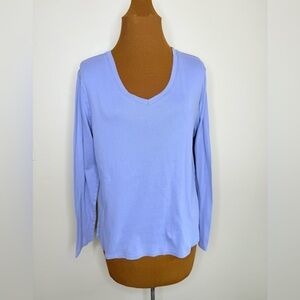 Austin Clothing Co Light Blue Purple V-Neck Top Cotton Size Large